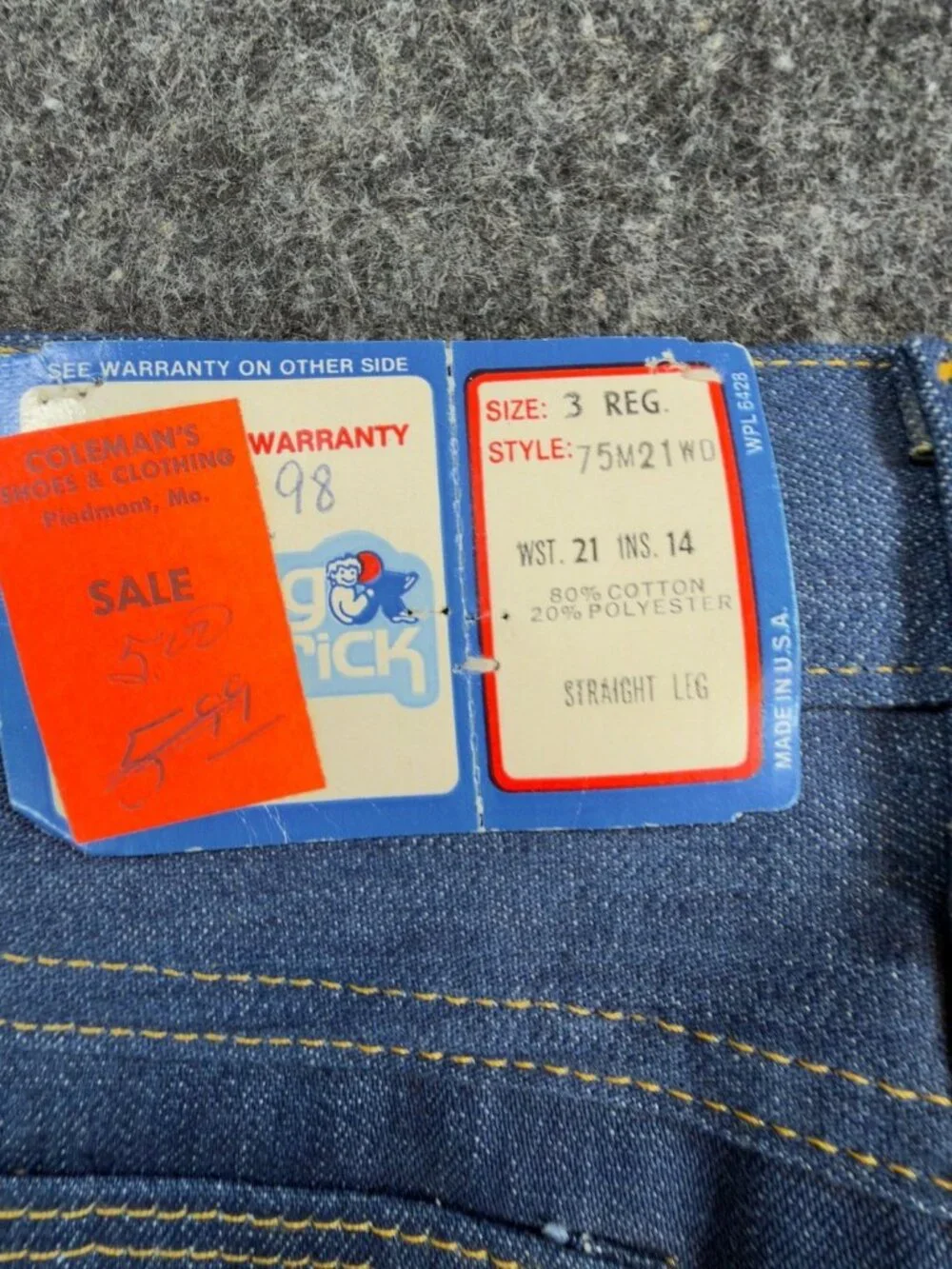 Vintage Maverick Big Rick Kids 3 Reg Jeans Blue Hot Air Balloon USA NWT